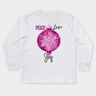 Peace Love Joy Hot Pink Holiday Christmas Ornament Kids Long Sleeve T-Shirt